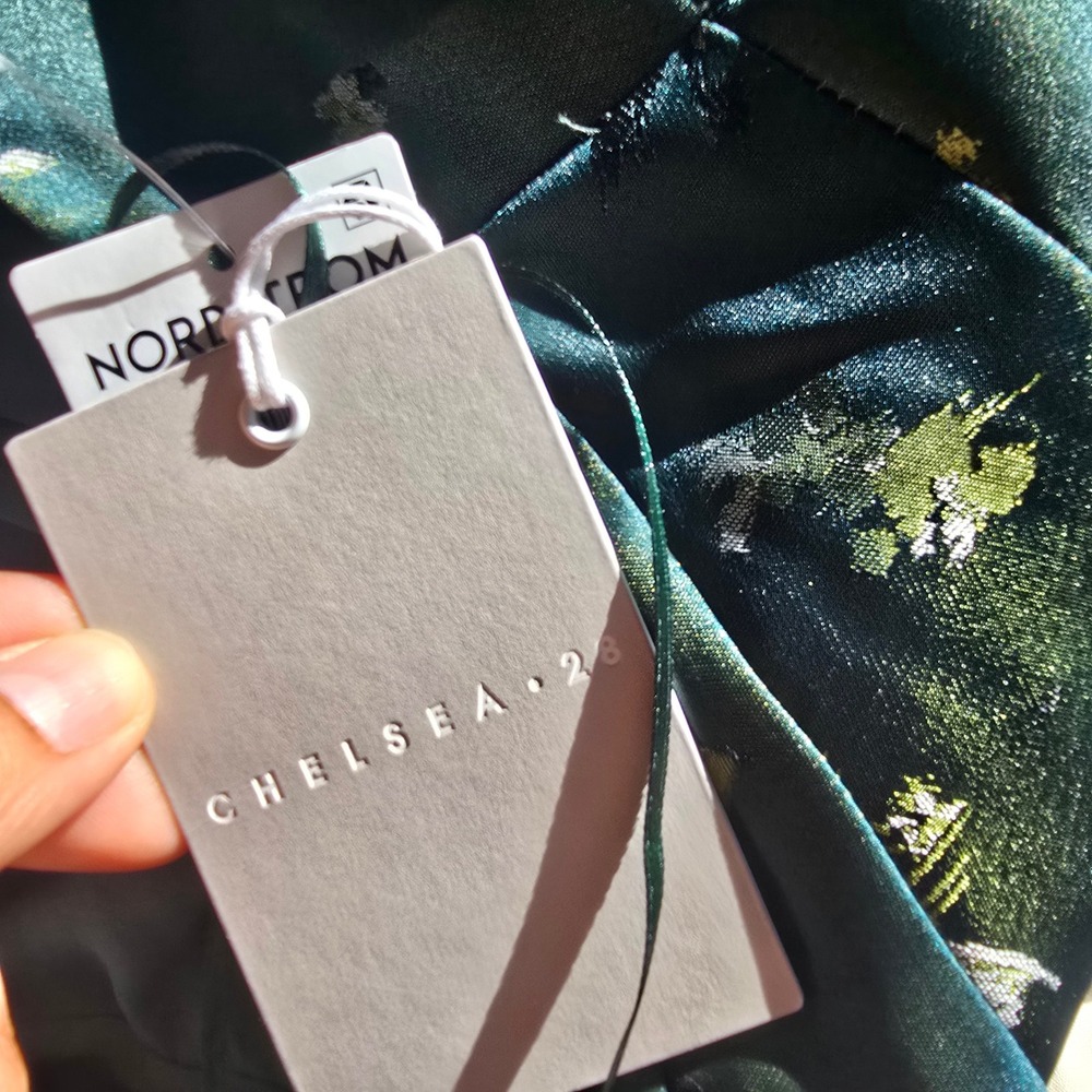 Chelsea28 NWT Green Floral Jacquard Square Neck Maxi Dress CH515813MI Small - Picture 8 of 13
